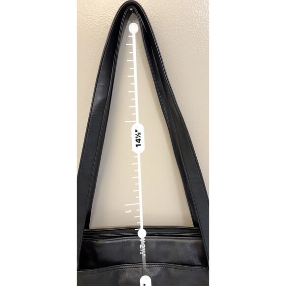 Lisa Loren smooth black leather lap top/tote bag - Picture 12 of 13